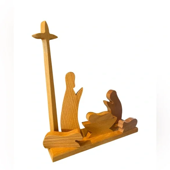 Nativity Oak Wood 8 Pieces Beautiful & Simple Solid oak  Wood hand made - Picture 5 of 15